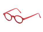 Lunettes de vue rondes, de couleur  rouge, vues de profil