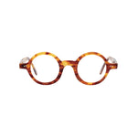 Lunettes de vue rondes, de couleur ecaille marron, vues de face